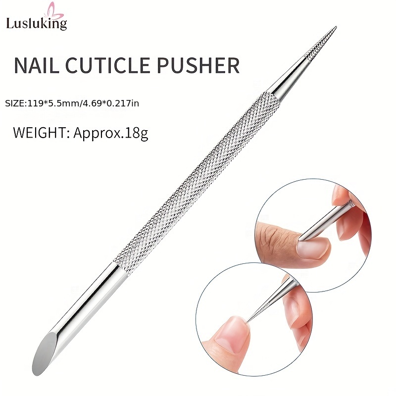 Image of Double Ended Nail Pusher Cuticle Remover Manicure Pedicure Beauty Steel Tool