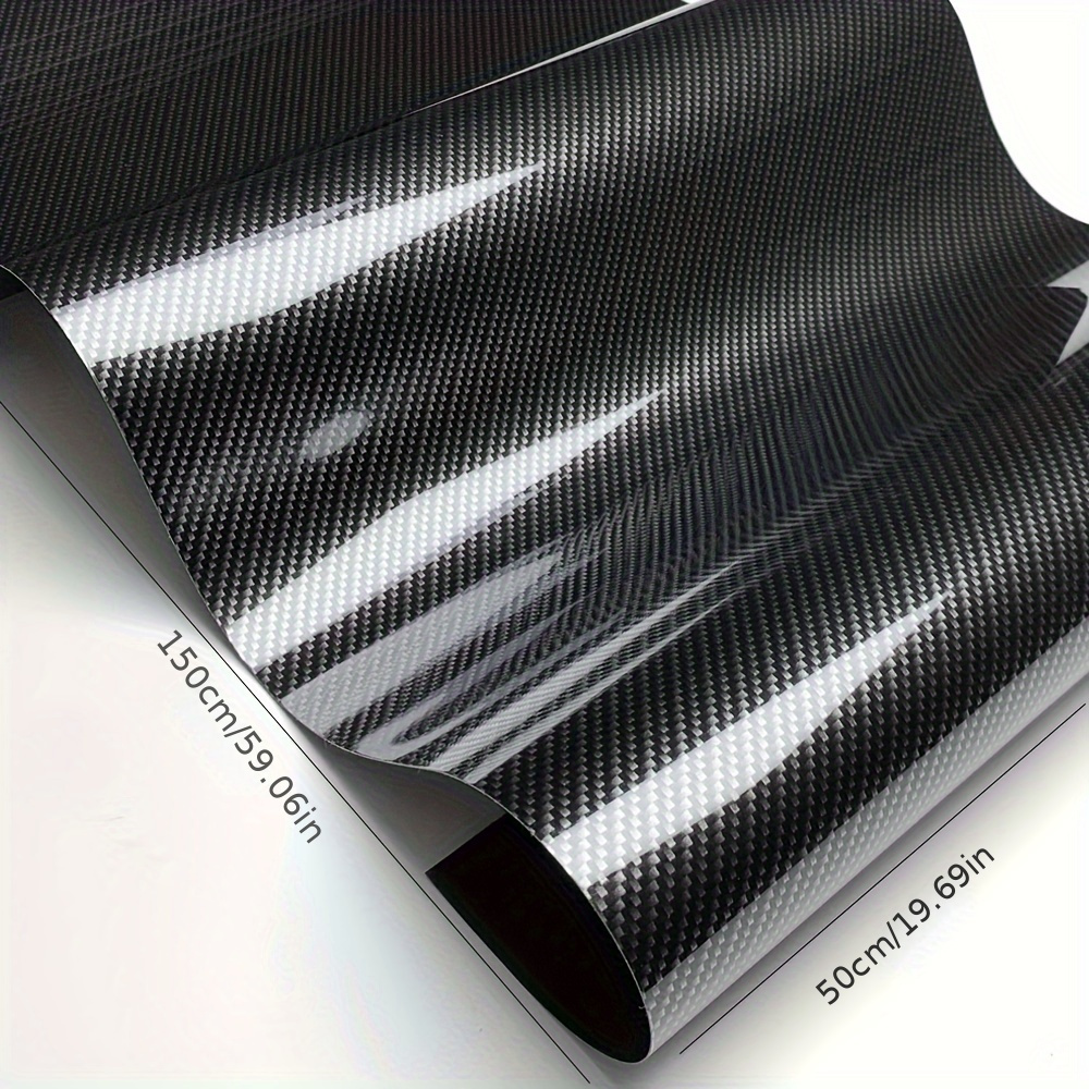 TEMU Sleek, High-gloss Black 9d Carbon Fiber Vinyl Wrap - 19.69x59.06in, & Apply For Car Body And Interior Modification, Waterproof & Scratch-resistant