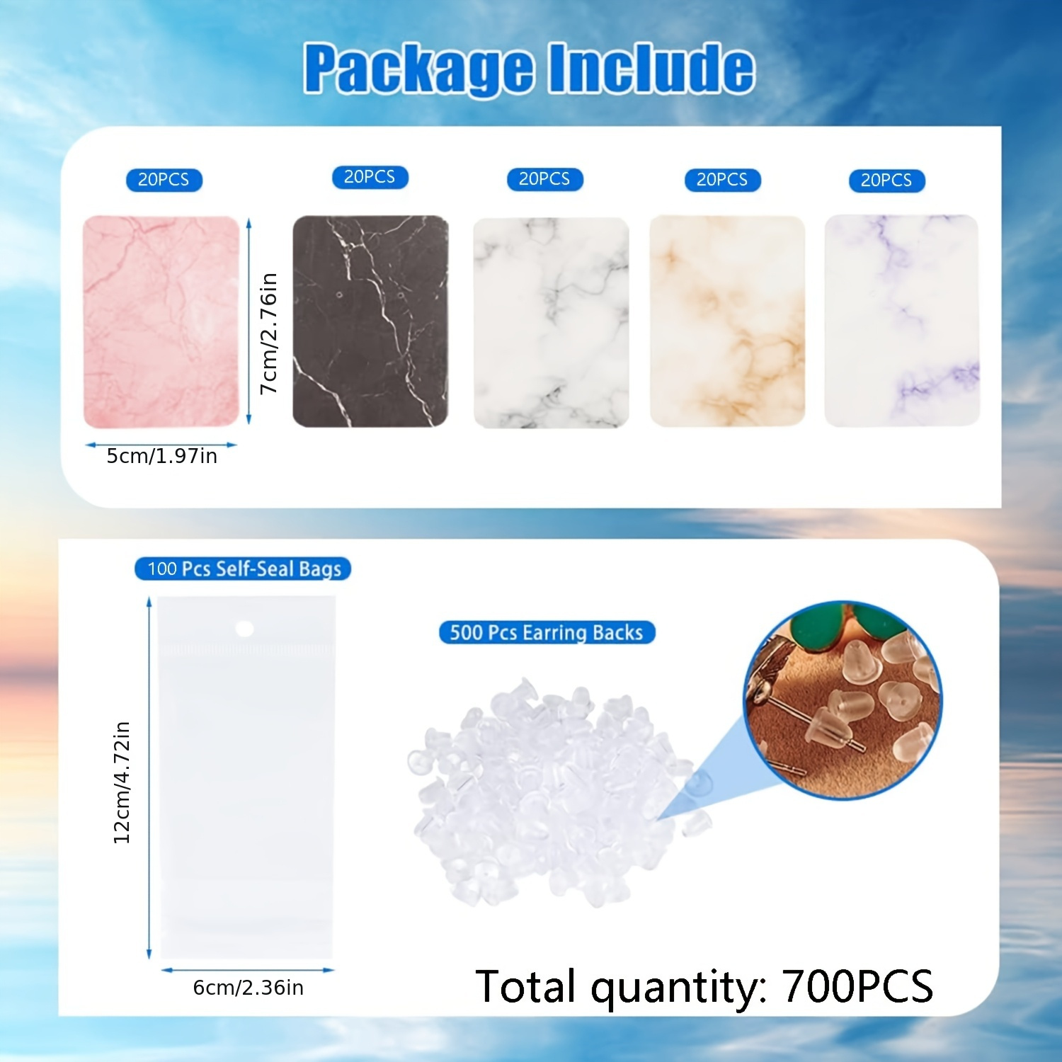 Image of 700pcs Jewelry Display Card Kit With Earring Back Sealed Bag For Earring Packaging Supplies Diy Creative Lover Gift Accessories