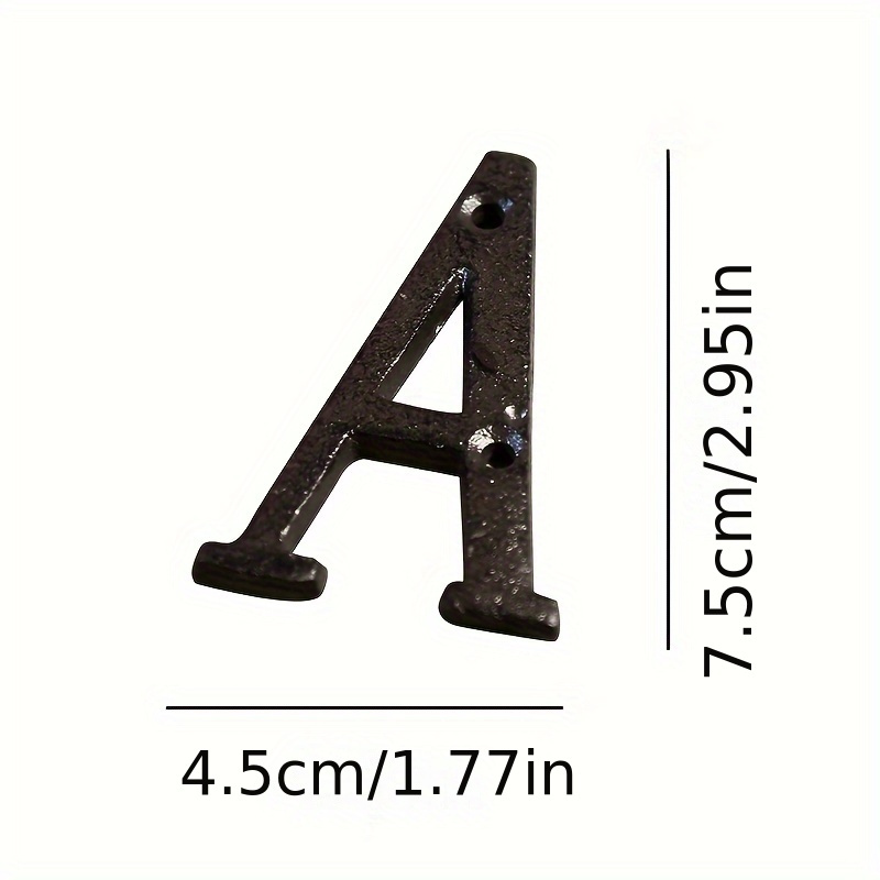 Metal Letter A - Black Cast Iron 5 inch Large Metal Mailbox Letters - Easy to Read Name Door Sign - A