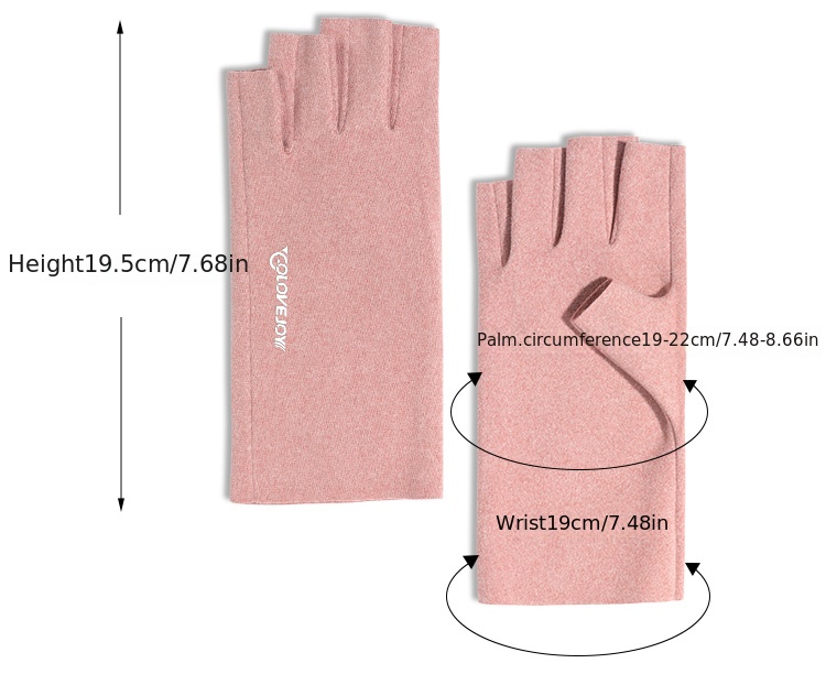 Winter Gloves Fingerless Fleece Lengthened Velvet Windproof Warm Gloves Touch Screen Half Finger Gloves details 8