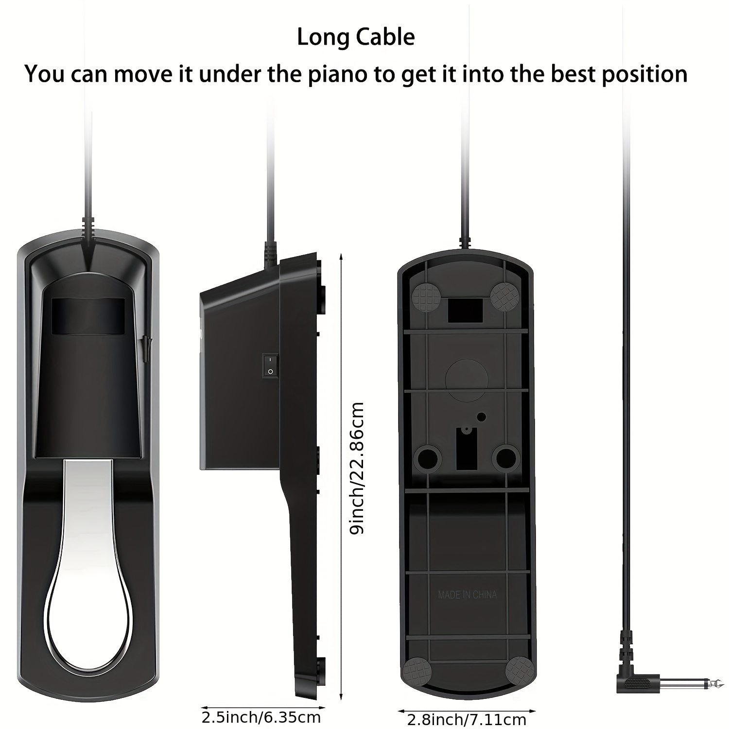 RockJam Universal Sustain Pedal for Electronic Keyboards and Digital Pianos with Polarity Switch