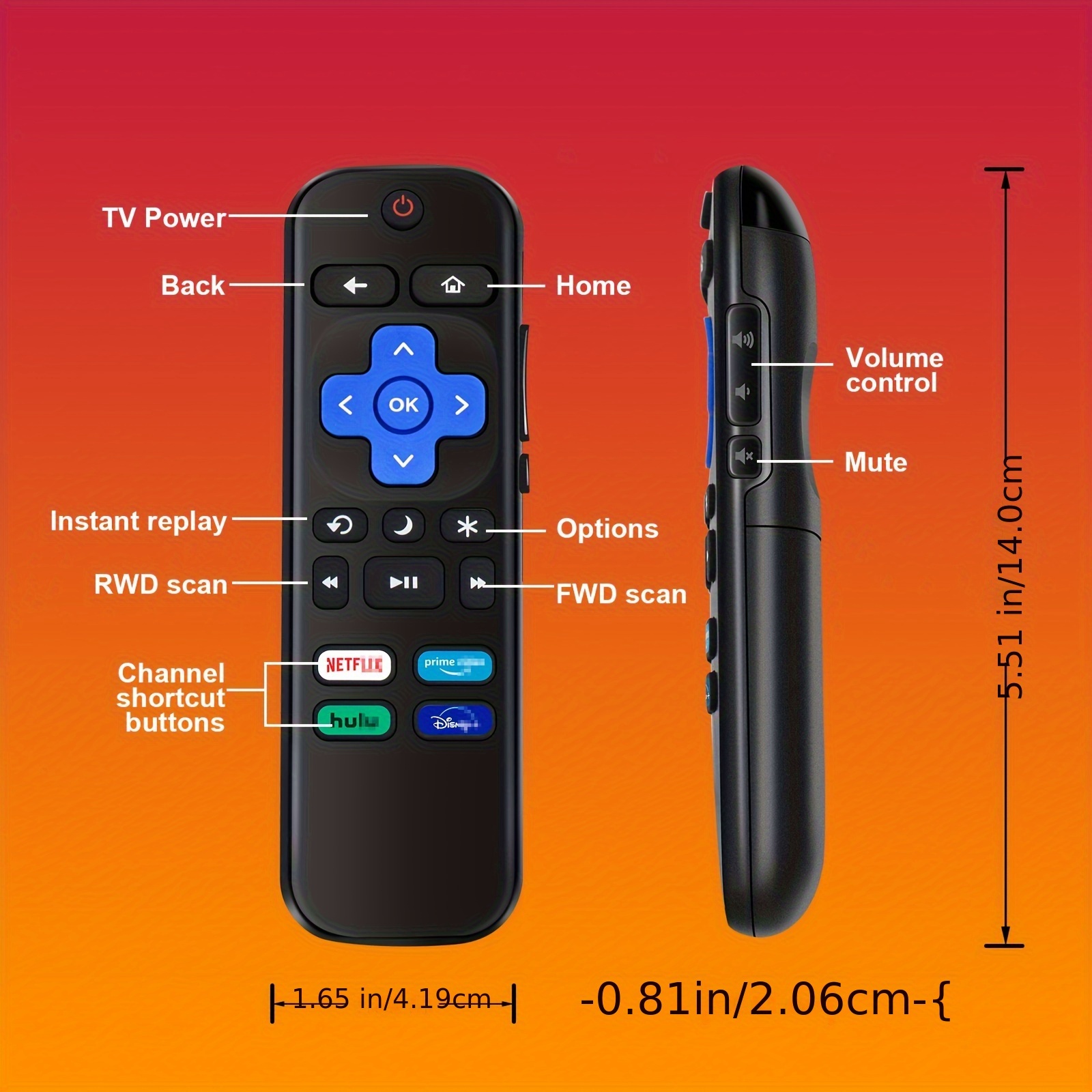 (Pack of 2) Replaced Remote Control for Roku TV, Compatible for TCL  Roku/Hisense Roku/Onn Roku/Sharp Roku/Element Roku/Westinghouse  Roku/Philips