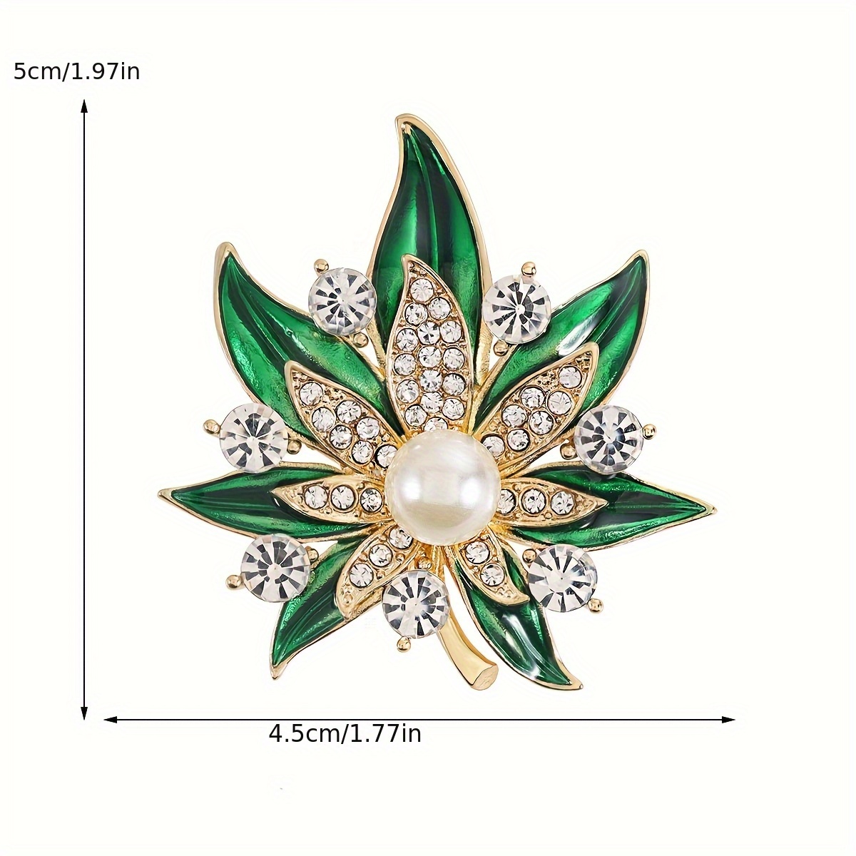 Emerald Green Maple Leaf Enamel Brooch