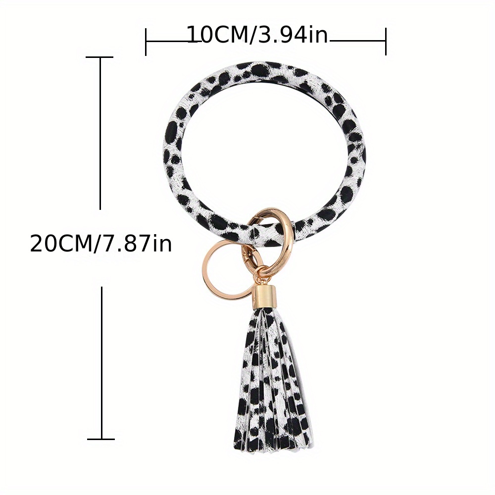 Cow/leopard Pattern Tassel Keychain Pu Leather Key Ring Purse Bag Backpack  Car Charm Earphone Accessory Women Gift - Temu