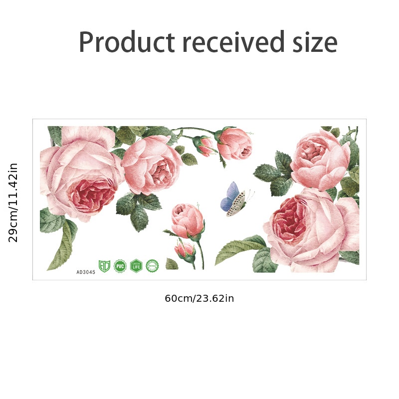 New Ad3045 Peony Flower Sticker Wardrobe Door Stickers - Temu