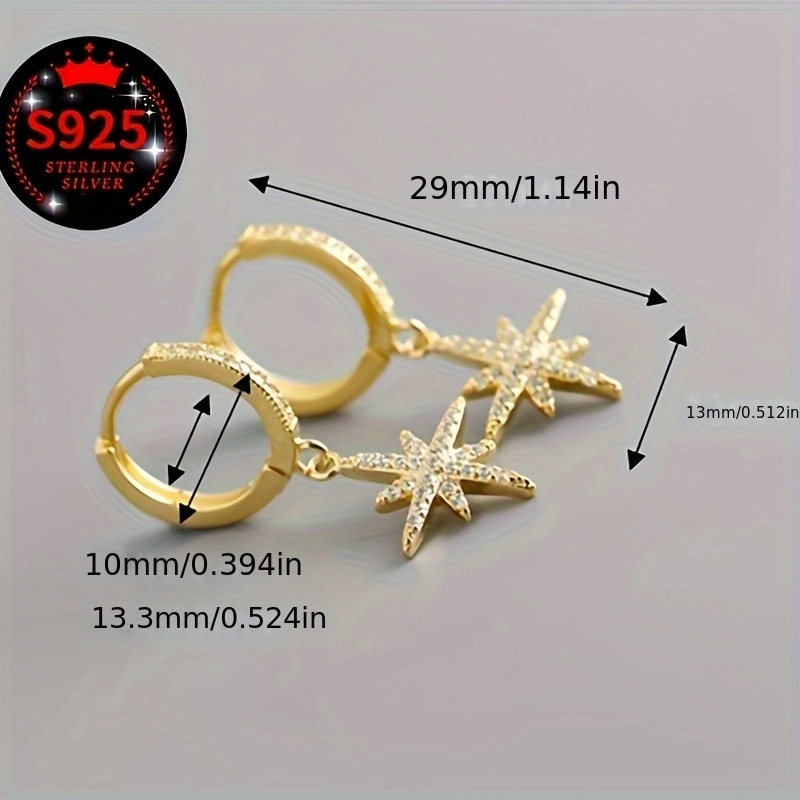 2pcs Women's Star Earrings with 925 Silver Packaging