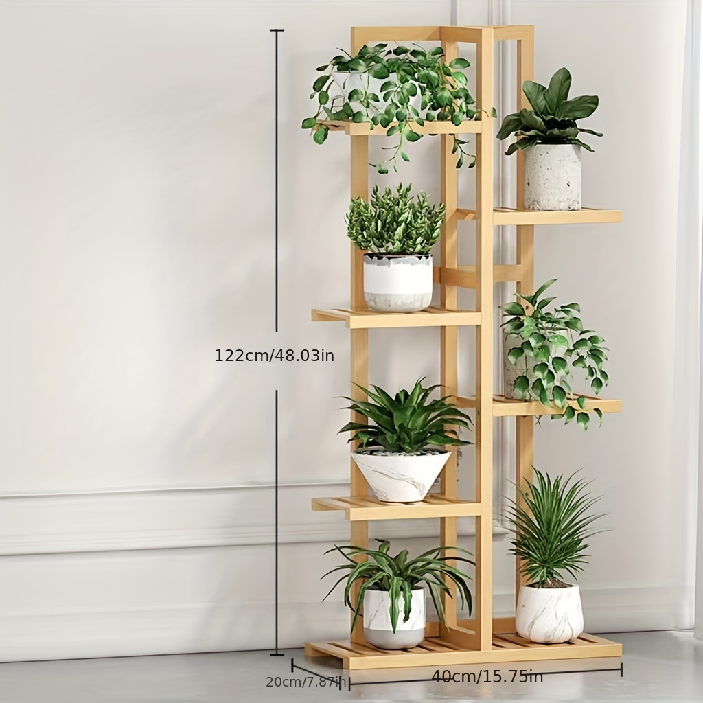 

1 Pack, 5-tier Bamboo Plant Stand, Indoor Living Room Balcony, Pot Storage Display Shelf, Easy Assembly, Ideal For Home Decor, Holds Up To 7 Planters, Classic Style, Natural Material, 48.03in Height