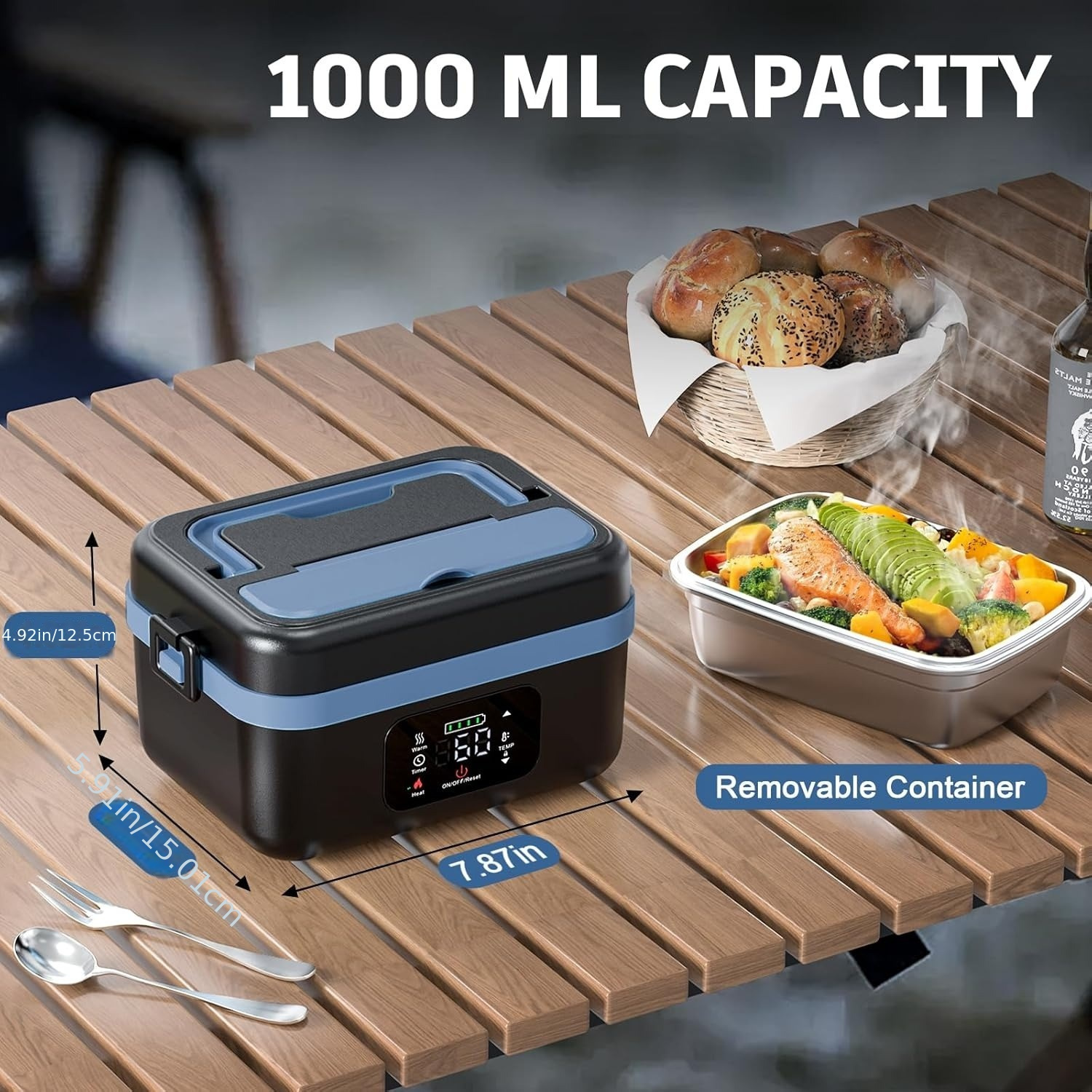 cordless electric lunch box battery powered heat food Temu