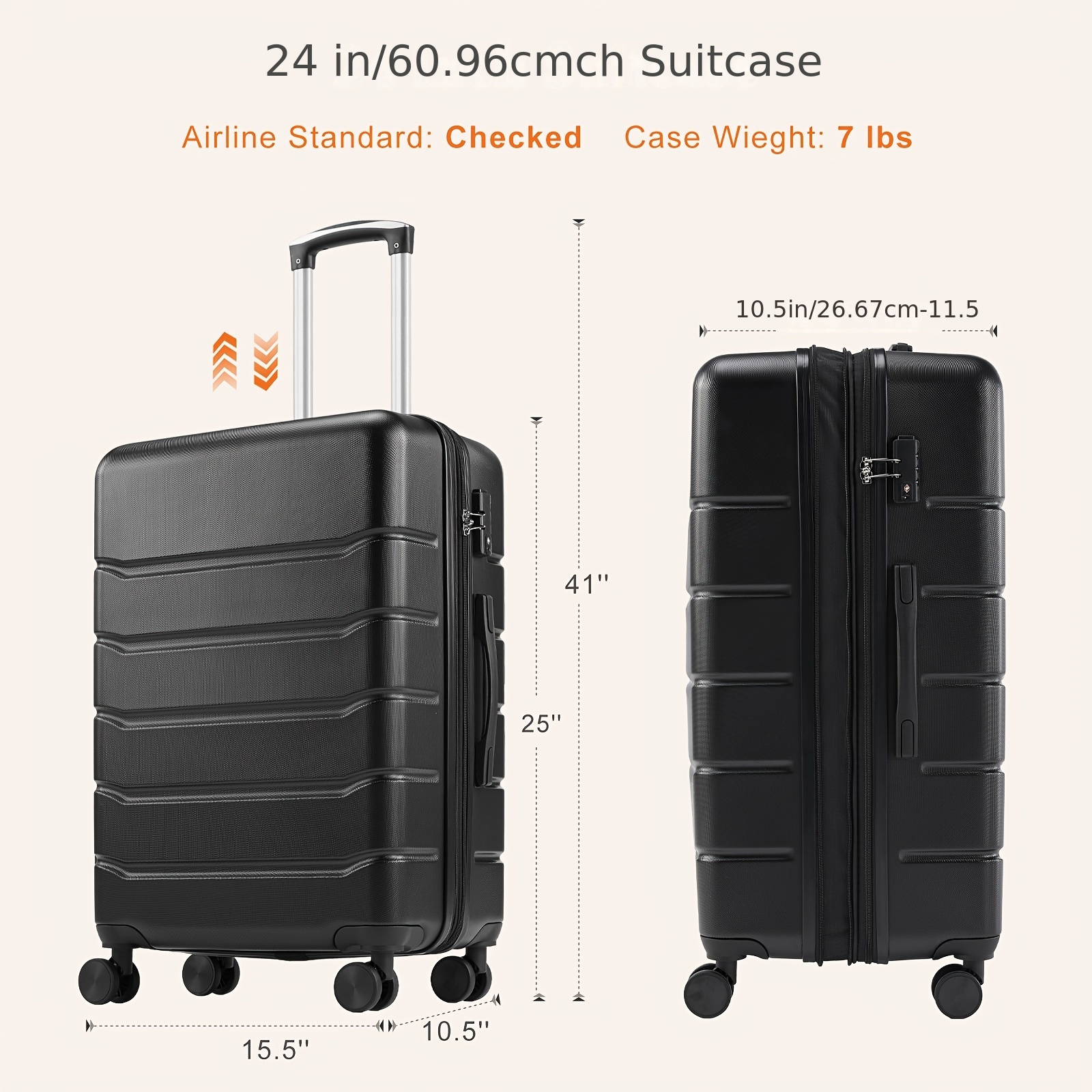 hardside luggage 4 double spinner wheels expandable Temu