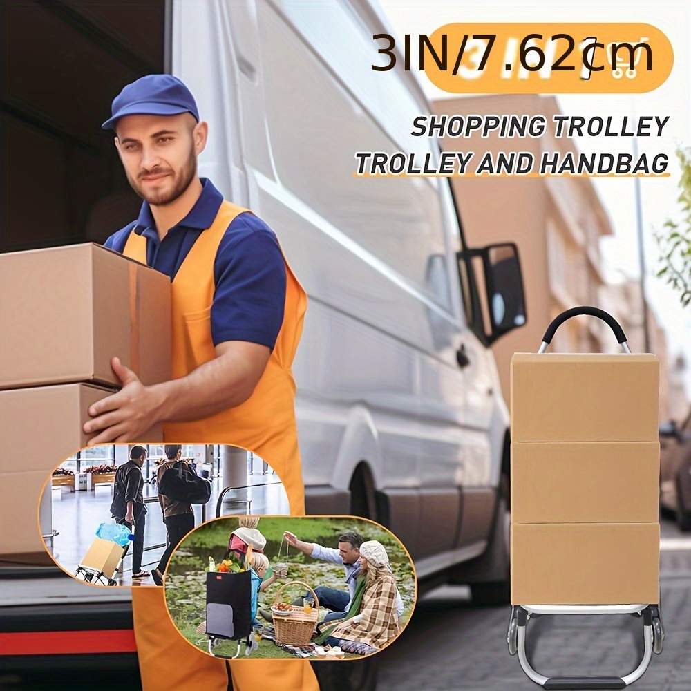 1pc Collapsible Stair Climbing Cart with Detachable Waterproof Bag - Portable Trolley for Grocery Shopping, Camping, Travel, and Picnics, 2.64gal Capacity, Aluminum Frame, Stair Wheel Design, Outdoor Picnic Essentials|Stair Climbing Cart|Durable Aluminum Frame, Picnic Essentials Cart