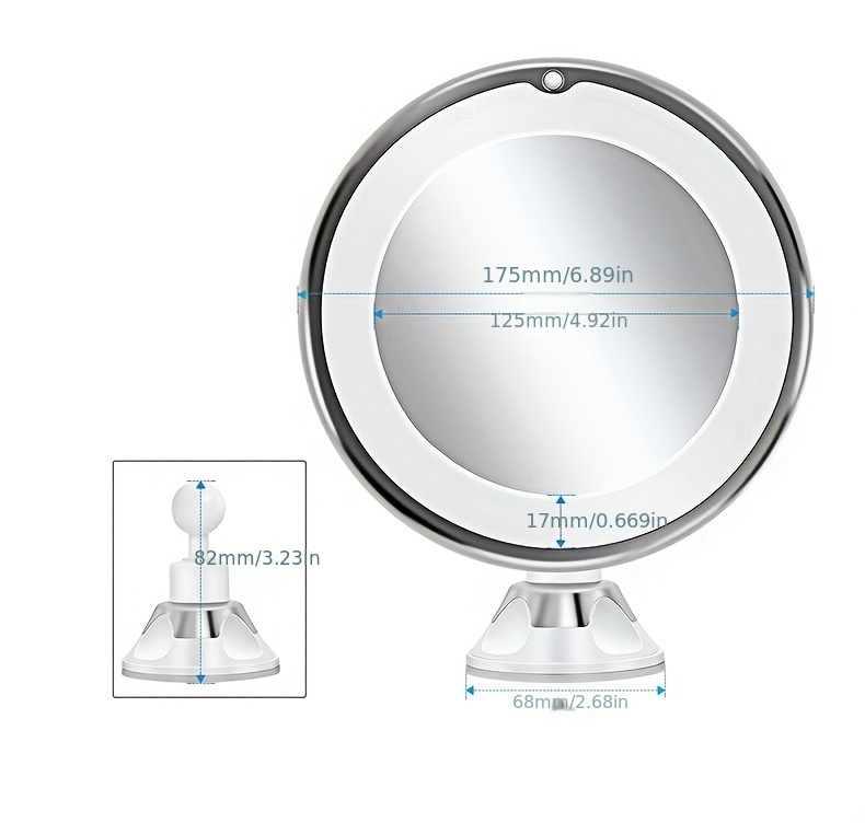 1pc 10 times magnifying makeup mirror bathroom makeup mirror home makeup mirror makeup mirror with led fill light 10x magnification dry battery suction cup folding beauty makeup details 1