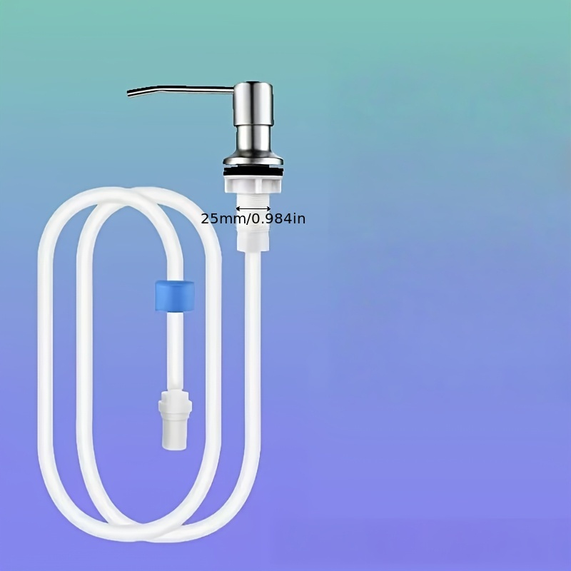 TEMU Built-in Soap Dispenser With Stainless Steel Push Valve & Extended Silicone Tube - Durable Plastic Check Valve, Gravity-fed Sink Soap Dispenser