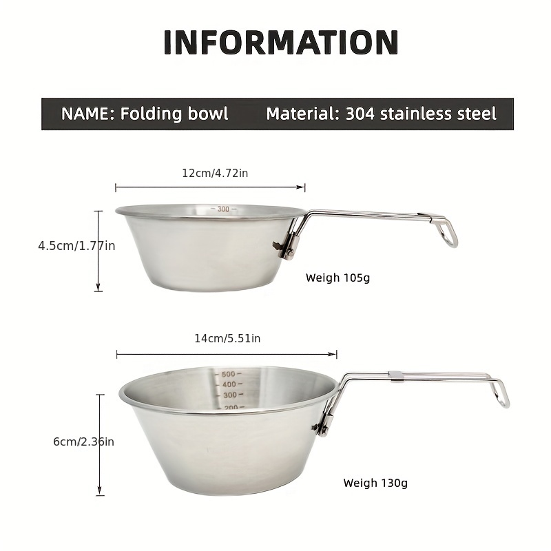 304 Stainless Steel Pot Foldable Portable Camping Cookware - Temu