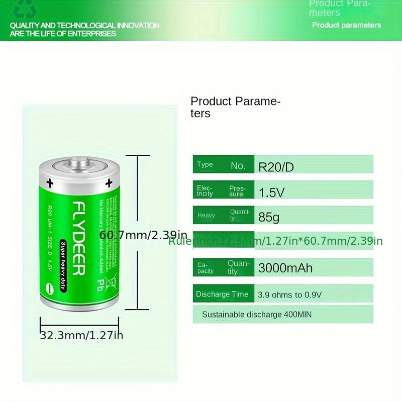 Tradineur - Pack de 2 pilas alcalinas LR20 - 1,5 V - D - Pilas de