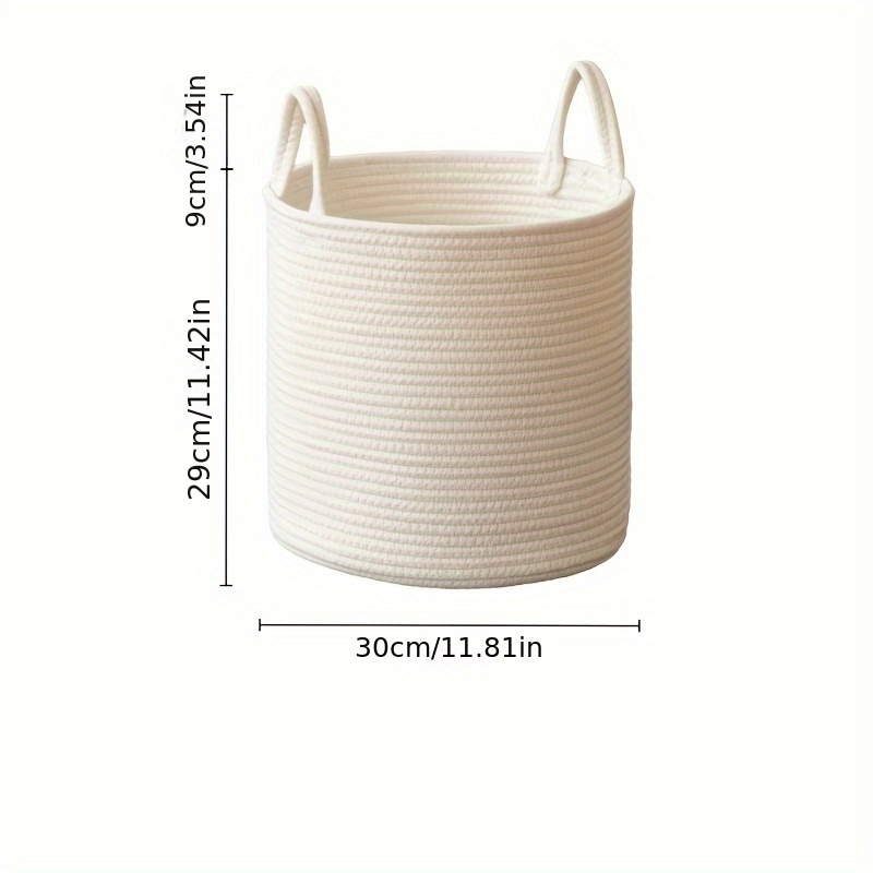 Grote opbergmand met deksel, ronde opbergmand van katoenen touw, geweven organizer, handgemaakte geweven geschenkmanden voor opslag en organisatie (18 cm