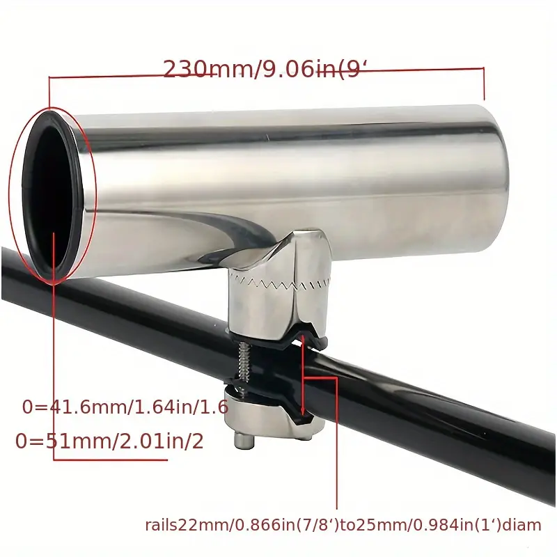 Amarine-made 2pcs Stainless Clamp on Fishing Rod Holder for Rails 7/8 to 1 (2Pcs: 7/8 to 1 Amarine-made 2pcs Stainless Clamp on Fishing Rod Holder for Rails 7/8 to 1 (2Pcs: 7/8 to 1