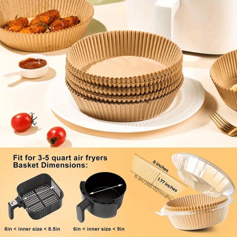 150PCS Air Fryer Disposable Paper Liner, Non-stick Air Fryer Liners Basket  , Round Baking Paper for Air Fryer Oil-proof , Water-proof , Food Grade  Parchment for Baking Roasting Microwave ( 7.9 inch ) 