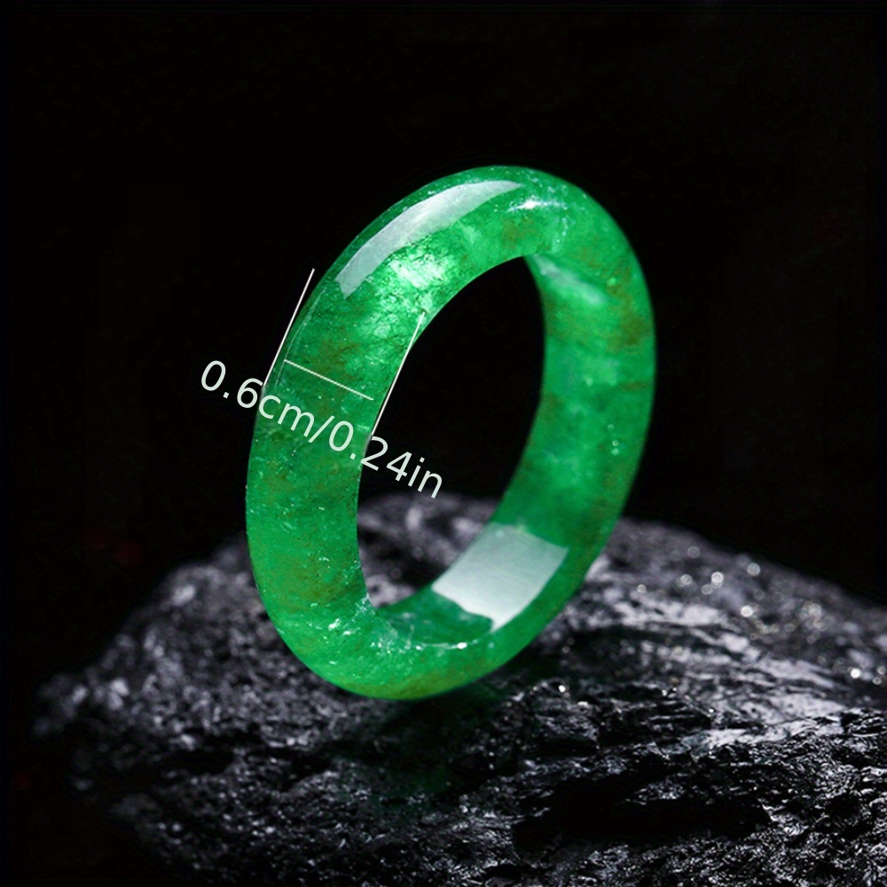 Green Natural Stone Ring for Couples, Vintage Style Band