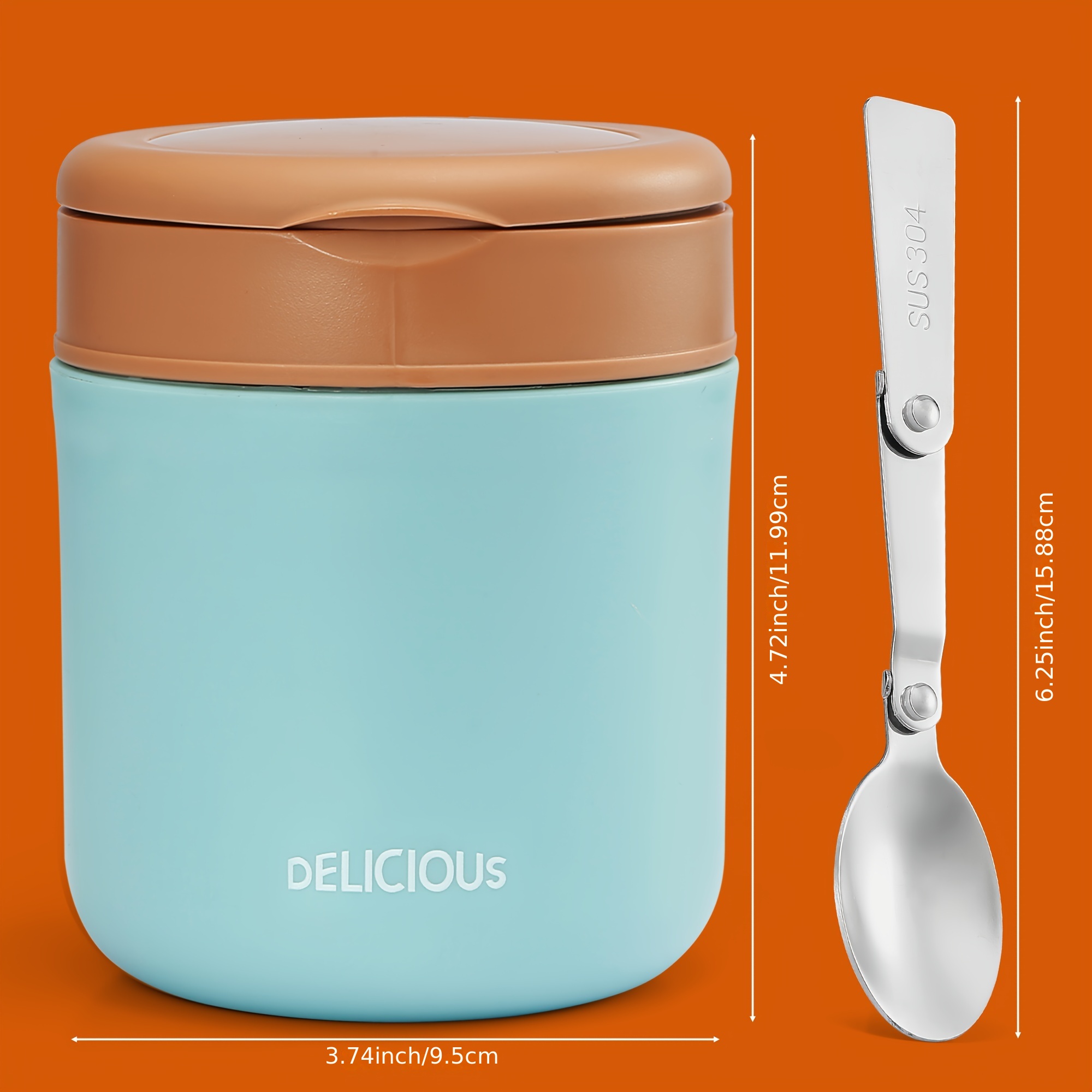 Blue/ Hot Insulated Water Cup, Soup Can, Portable Food Container, With  Stainless Steel Folding Spoon, Leak Proof,, Suitable For Adults And Children,  Work And Travel - Temu