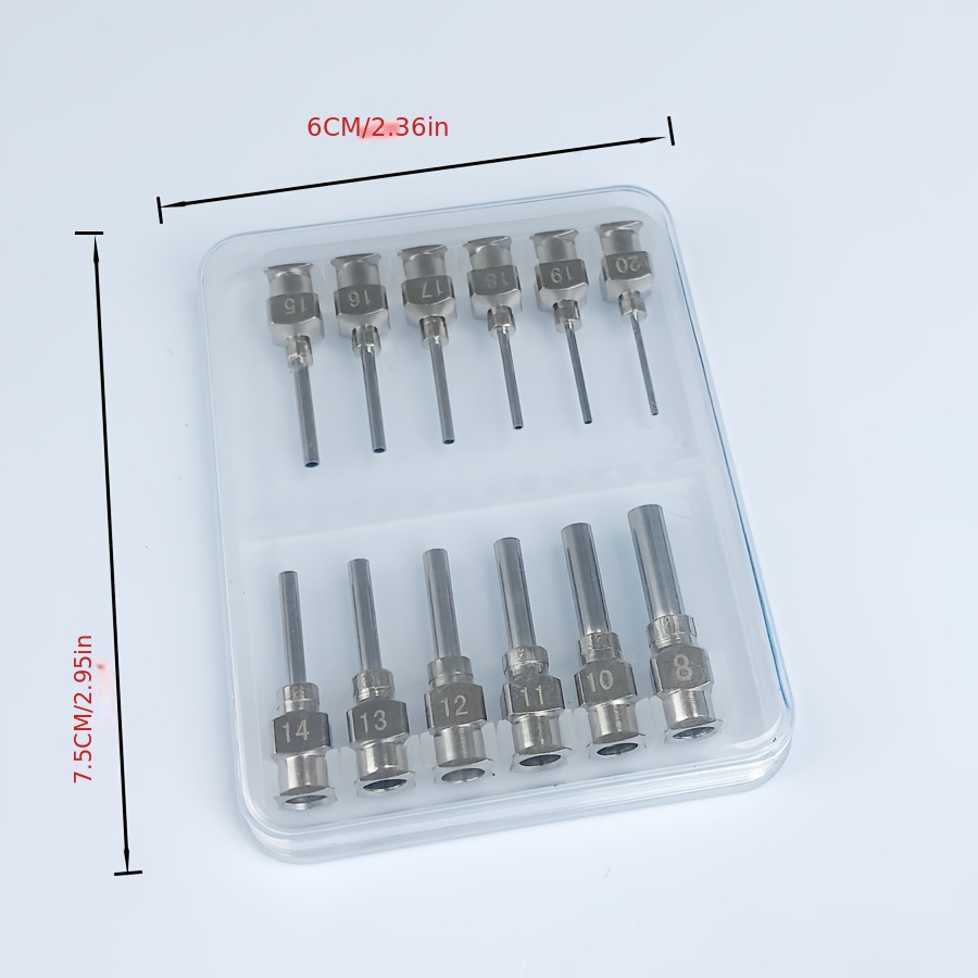 12 Pack Dispensing Needle Set, 1.97inch Stainless Steel Blunt Tip Luer Lock  8, 10, 12, 14, 16, 18 Gauge.