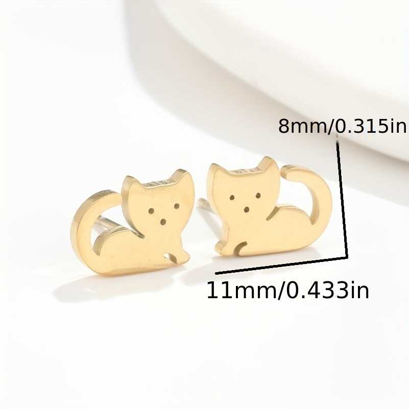 2pcs Pair Men's Style Earring Stud, Mini Animal Cat Earrings