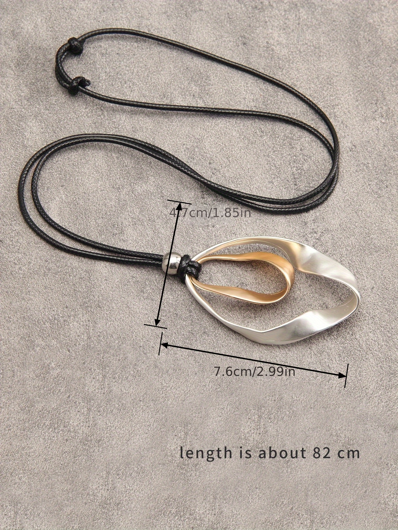 1pc elegant twisted teardrop pendant necklace for women alloy with wide   simple black cord long chain romantic gift for girlfriend statement jewelry accessory details 2