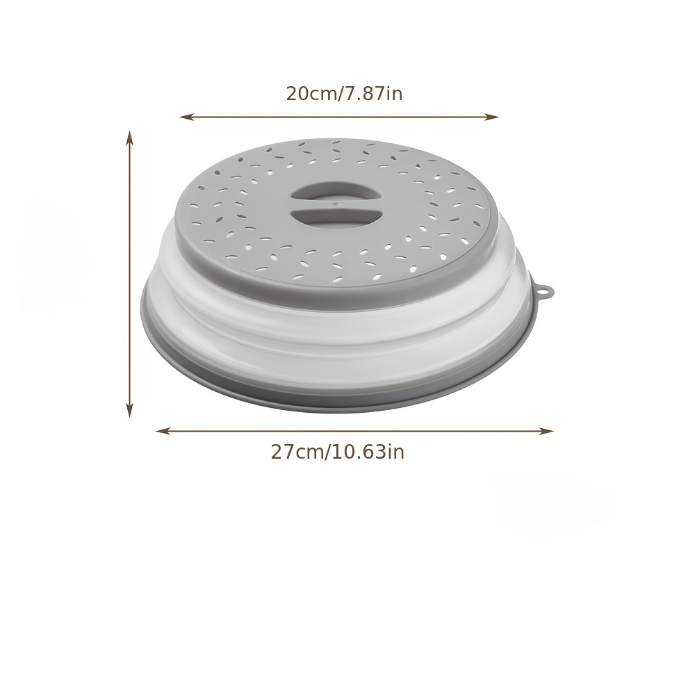 TEMU Multifunctional Microwave Splatter Cover, Collapsible With Hollow-out Drain Basket, Plastic And Silicone, Heat-resistant Cooking Accessory, Kitchen Accessories