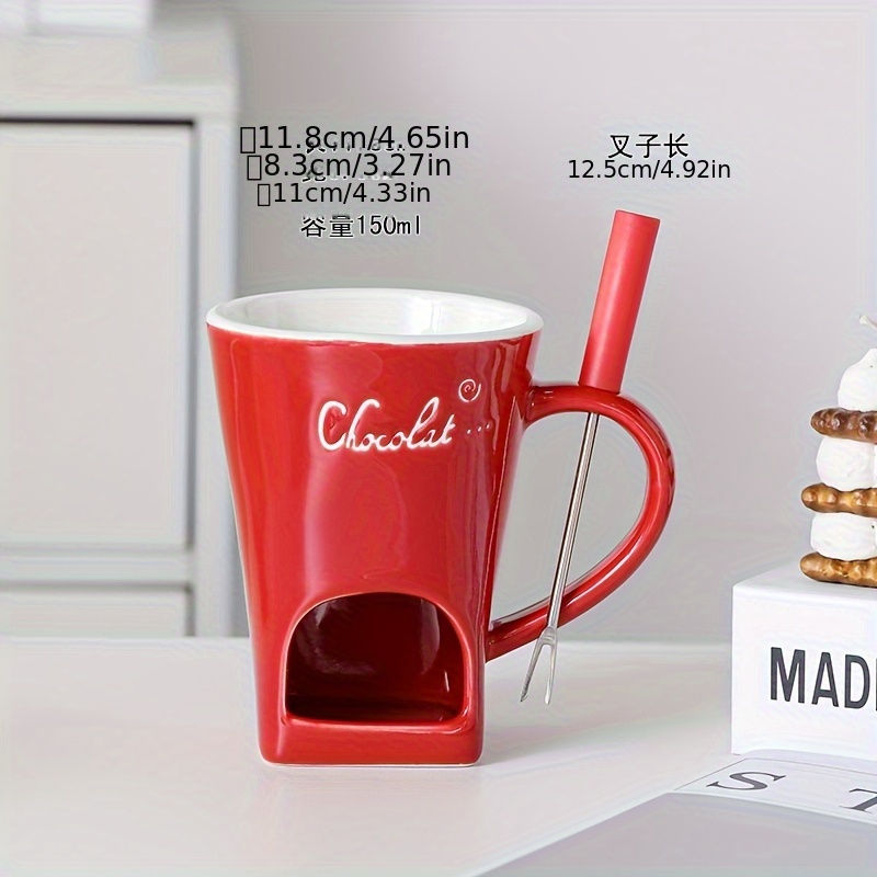 TEMU Chocolate Fondue Mug Set Chocolate , Mini Chocolate Fondue Set Without Tealights, Fondue Cups With Forks