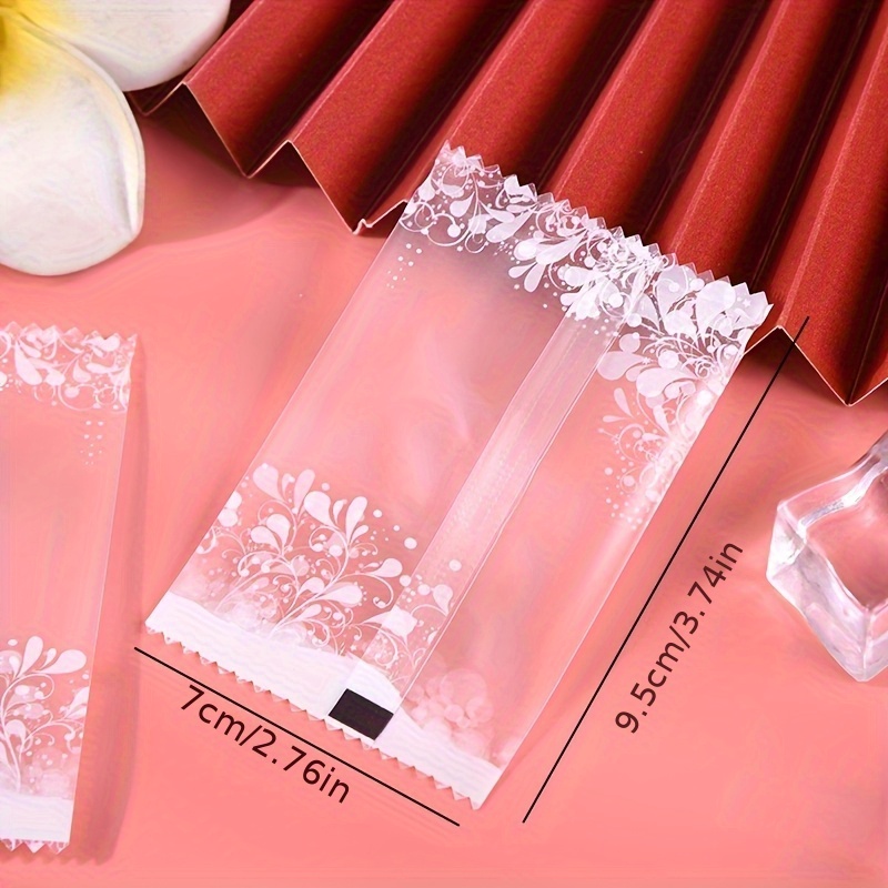 TEMU 95pcs/pack White Flowers Printed Sleeves Machine Sealed Plastic Bag For Gift Cards, Jewelry, Collectibles And Crafts - Premium Storage Pouch For