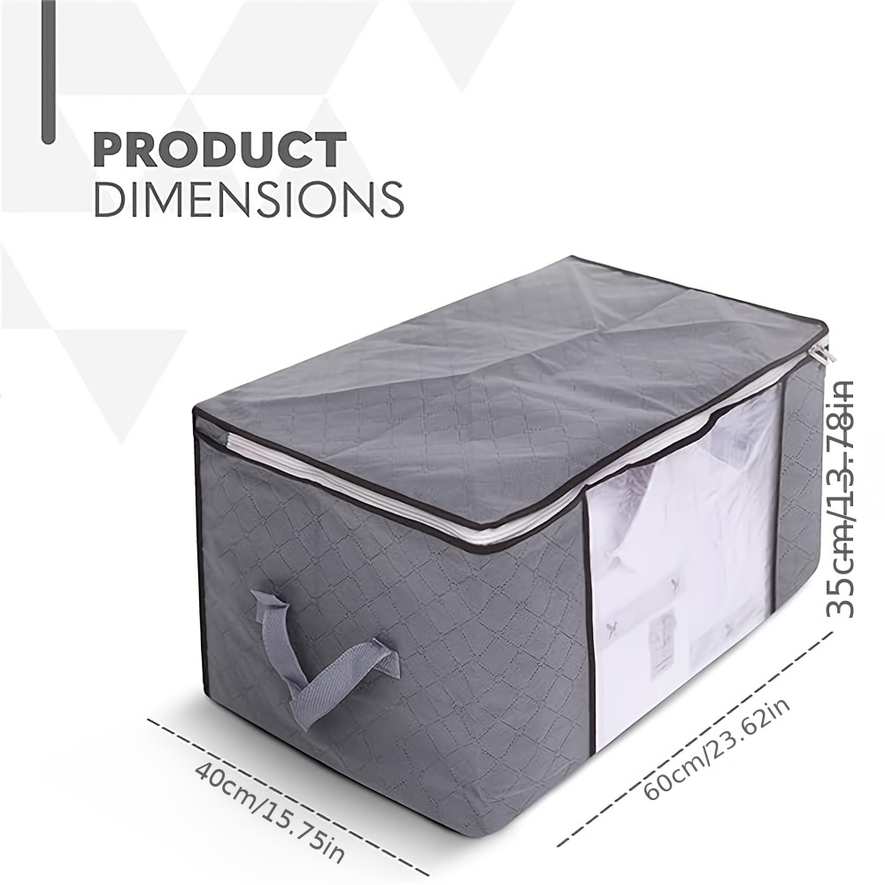 TEMU 6x 90l Storage Bags, 6pack Large Capacity Clothes Storage Bags With Zips, Foldable Storage Bags With Reinforced Handle Breathable Thick Fabric