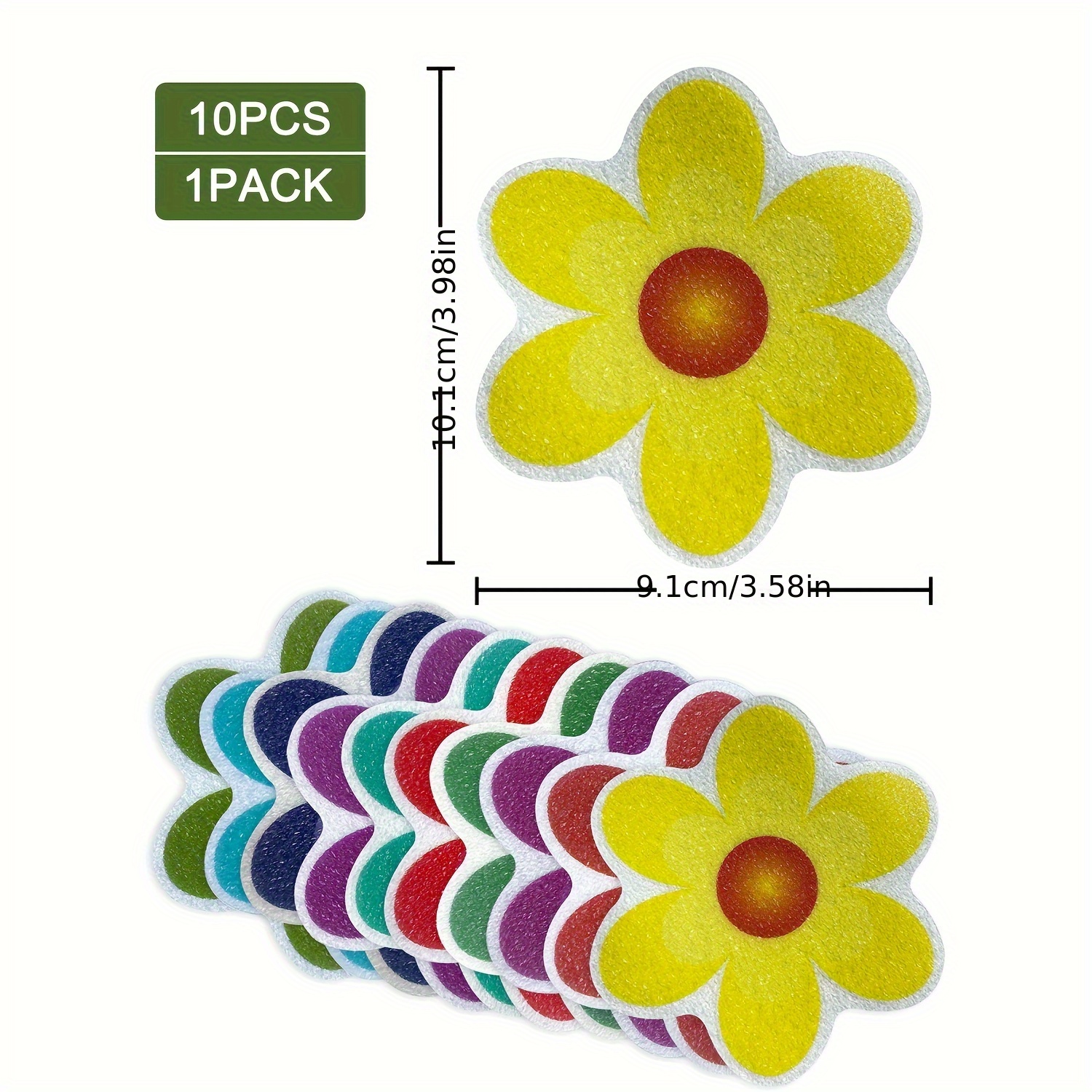 10sheets And Strong Adhesive Colored Flower Self-adhesive Anti Slip Stickers, Bathroom Bathtub Floor Anti Slip Stickers