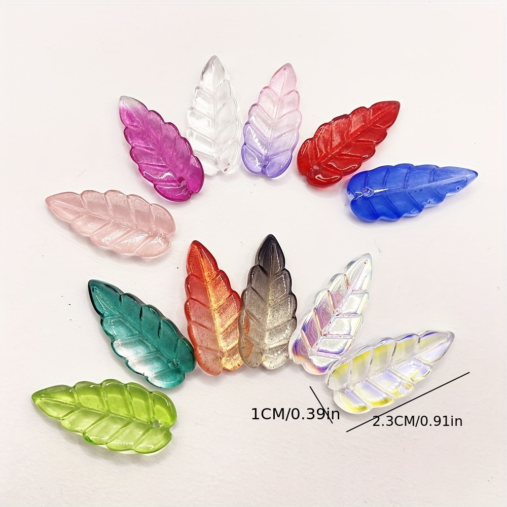 Glass Leaves, Glass Leaf Beads 20*15mm handmade pressed leaf