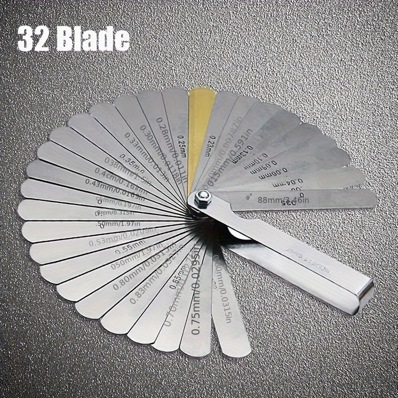 TEMU 1pc 32 Blades Feeler Gauge Metric  Filler 0.04-0.88mm Thickness Gage Tool For Motorcycle Valve Measurement