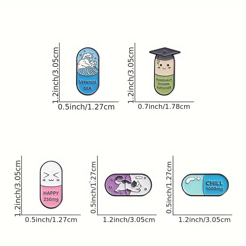 Creative Happy Capsule Medical Pin, Funny Expression Brooch