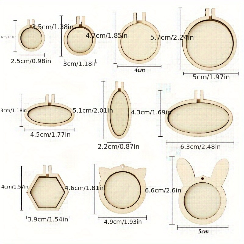 1set Mini Wood Embroidery Hoop Pendant Embroidery Hoop Jewelry