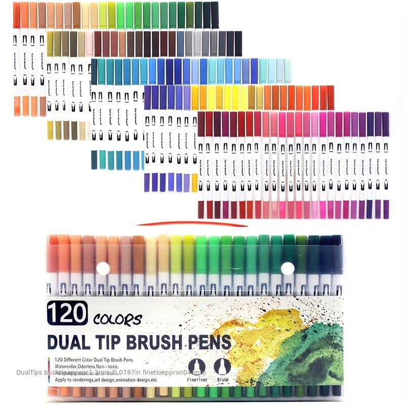 120 Colors Artist Markers Dual Tip Pens, Fine Tip Coloring Marker