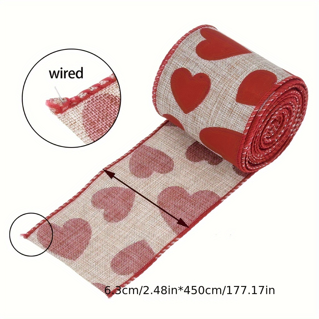 Valentine's Day Wired Edge Ribbon Red Heart Truck Patterned - Temu