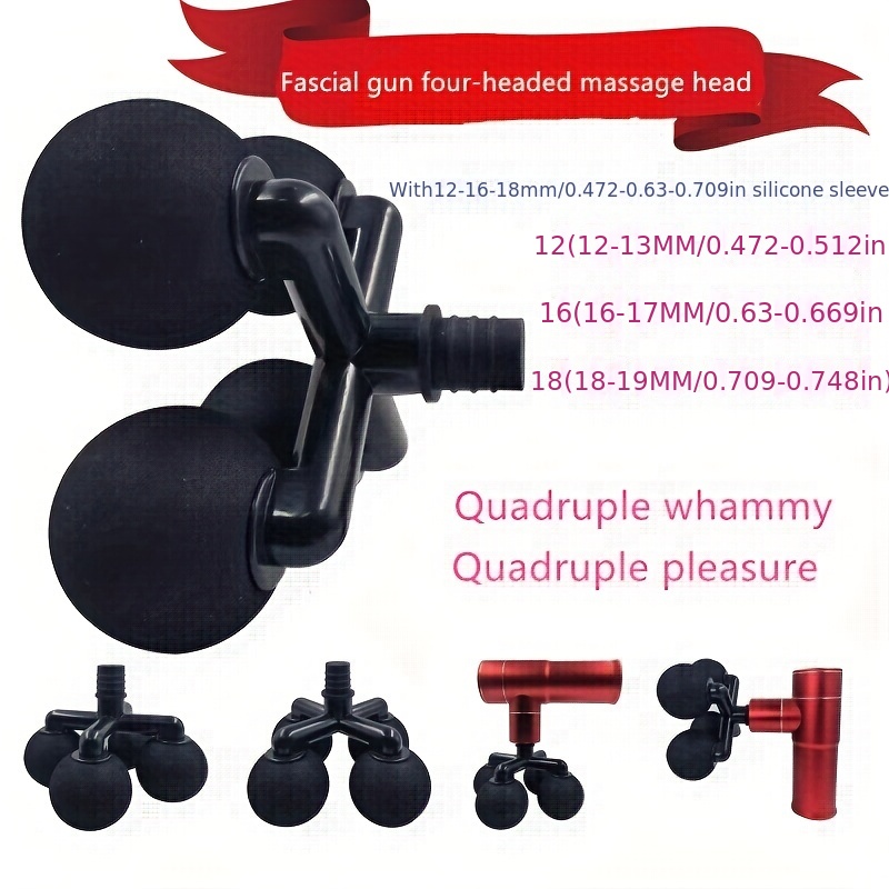 1pc Fascia Gun Creative Silicone Massage Head, Four-Head Plastic Accessory Massage Head, Muscle Massage Head, Deep Tissue Massager Replacement Head Suitable for Waist, Legs, Shoulders