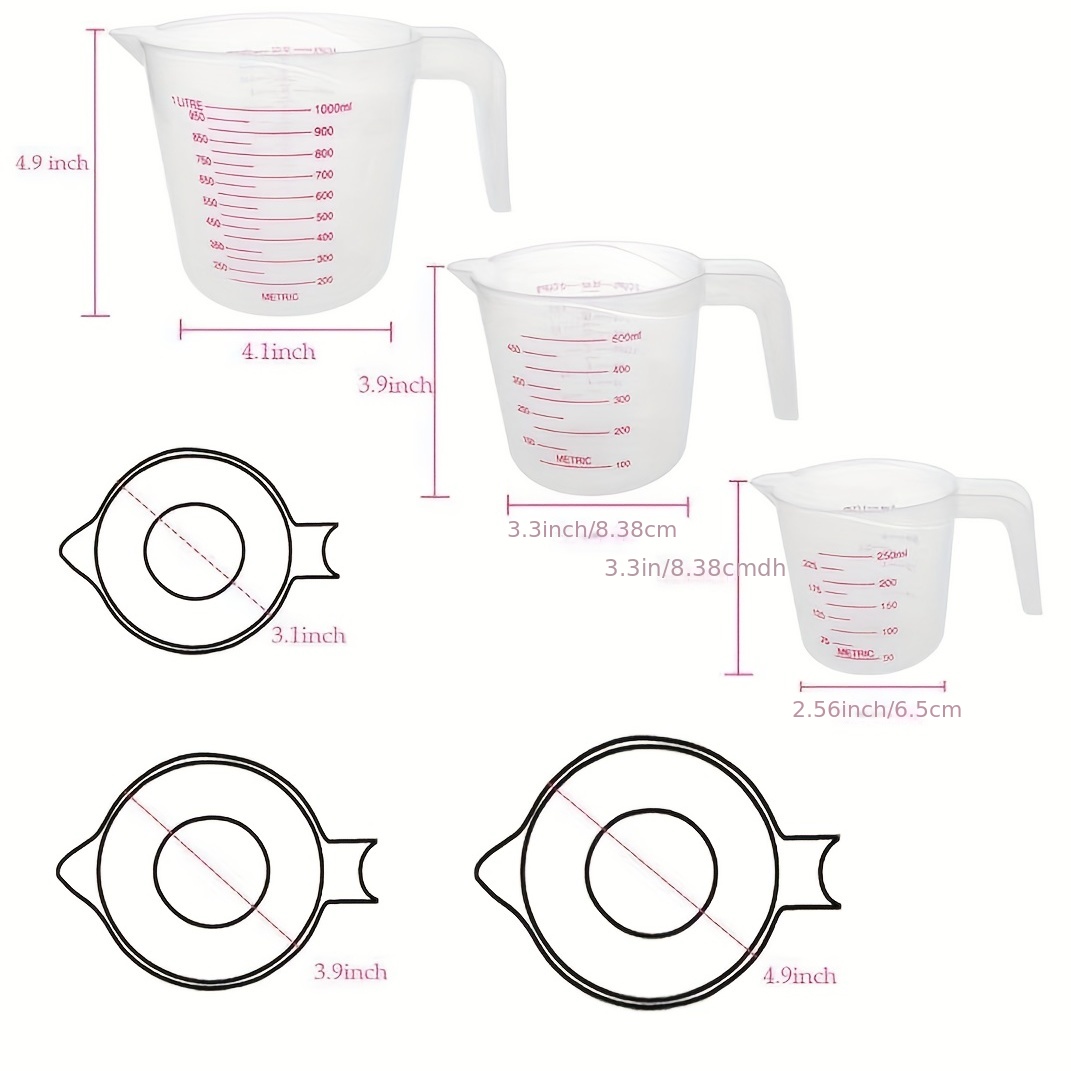 3pcs Stackable Plastic Measuring Cup, Liquid Measuring Cup And