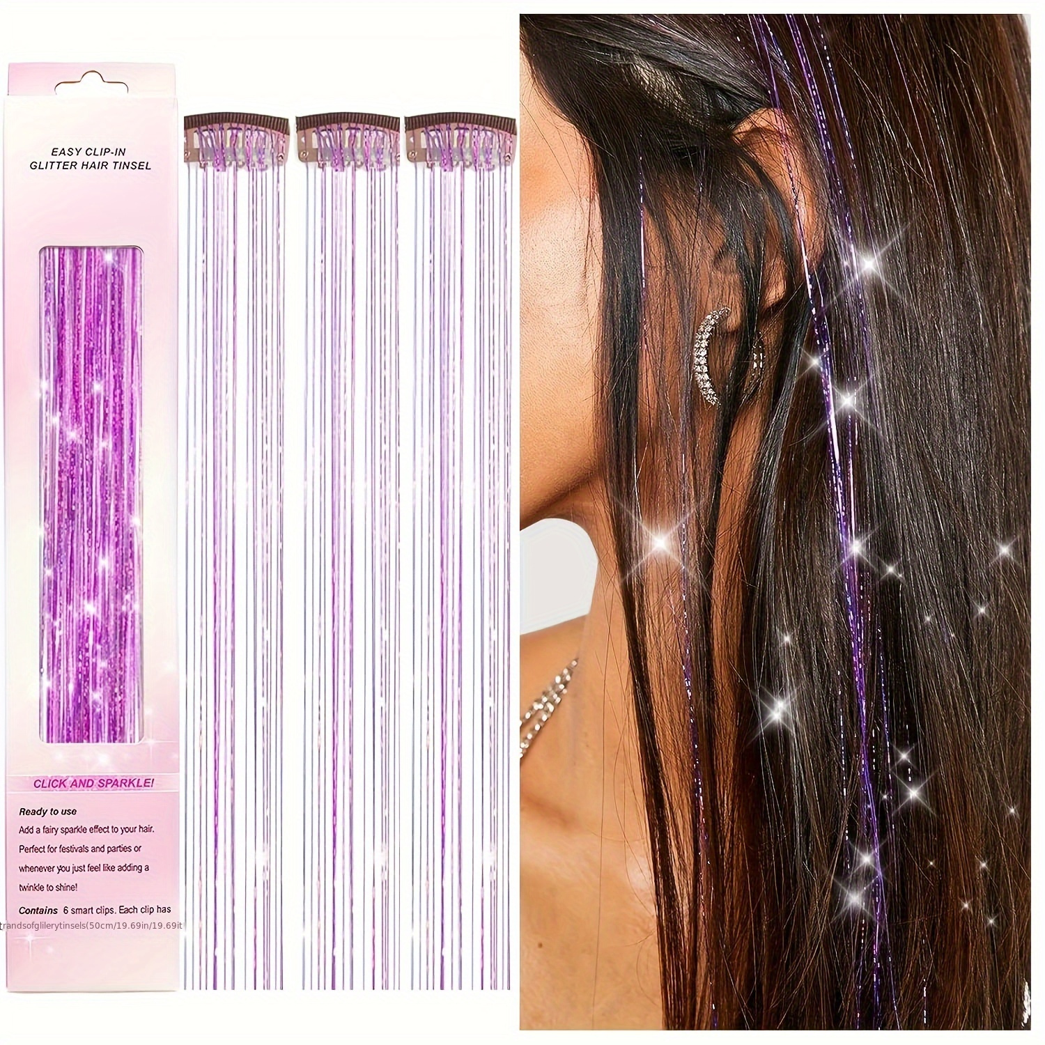 Fairy Hair Tinsel Kit Sparkling Shiny Hair Extensions 4000 Strands 12  Colors US