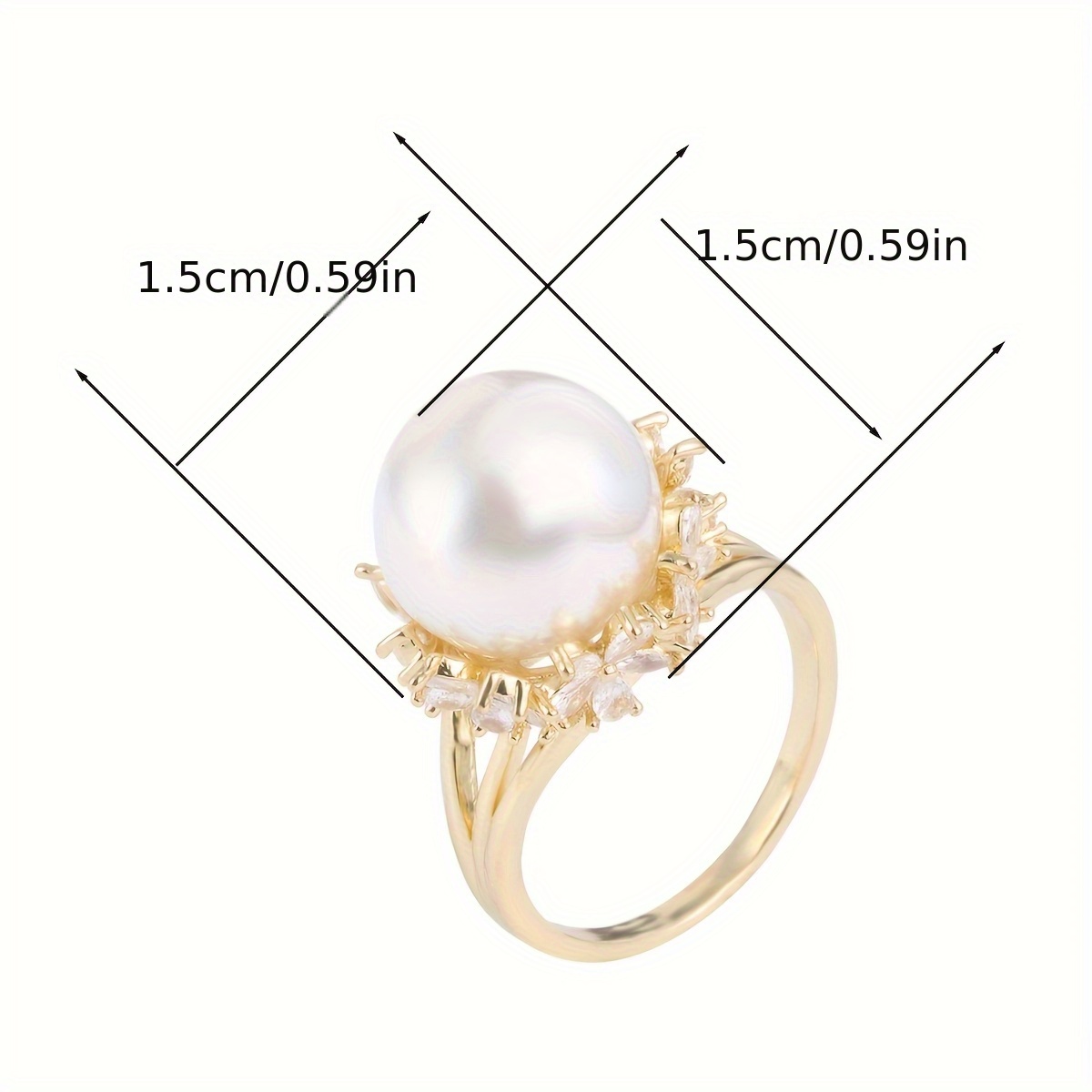 Women's Stylish Floral Design Ring with Zirconia & Pearls