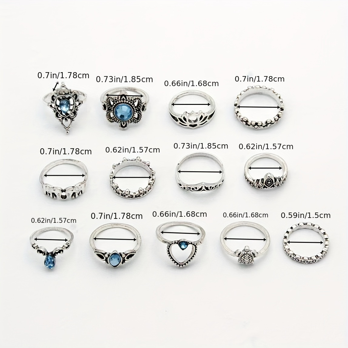 shiYsRL Exquisite Jewelry Ring Love Rings 9Pcs/Set Bohemian Women Moon  Crown Rhinestone Knuckle Midi Finger Ring Jewelry Wedding Band Best Gifts  for