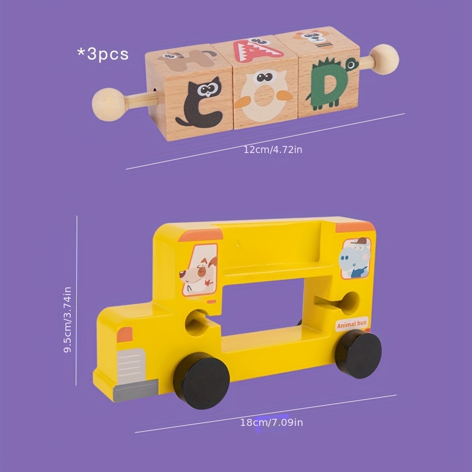Wooden Reading Blocks Car Game with 28pcs Cards