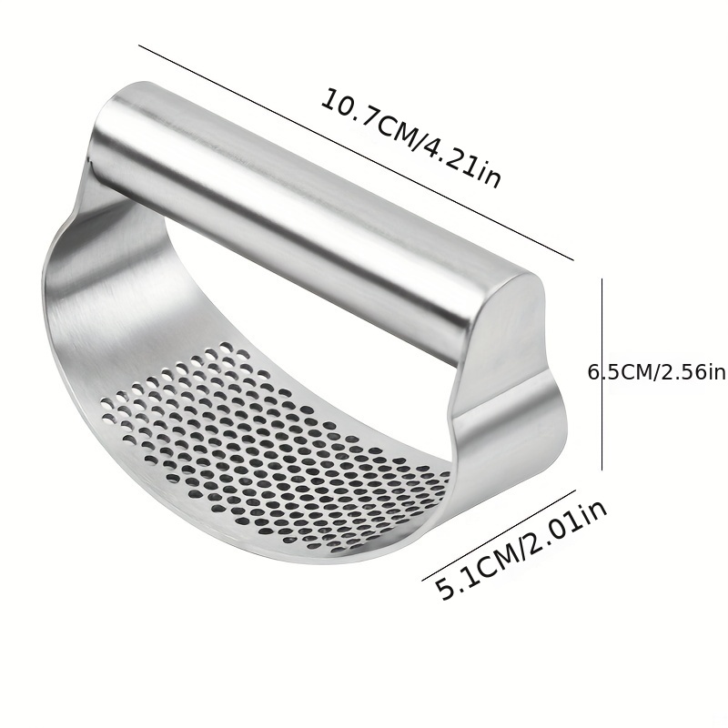 Stainless Steel Garlic Press with Arc-Shaped Design for Easy Mashing