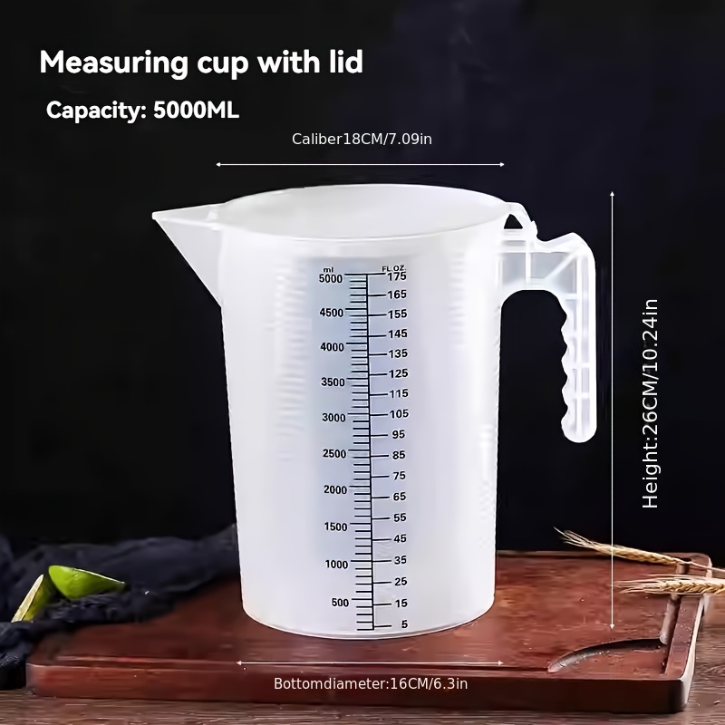 Upgraded Thickened Pp Plastic Measuring Cup With Lid - Kitchen & Baking Tool, Food-safe, Clear Measurement , Handle (9/18/35/70/175oz)