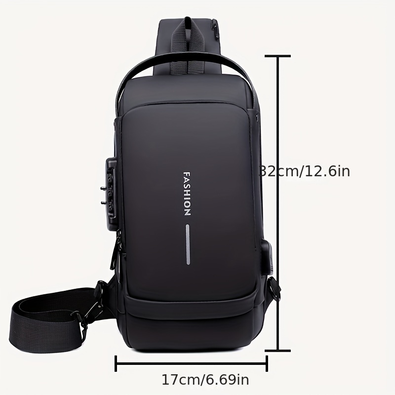 Mens Nylon Crossbody Bag With Usb Charging Port Waterproof