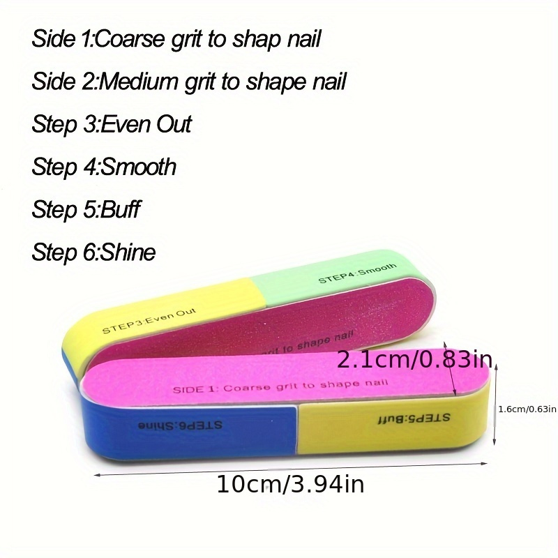 5pcs Neon Nail Polish Sanding Buffer Files, Mini Polisher Blocks