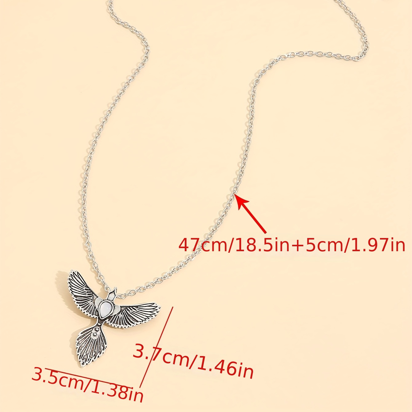 Vintage Personality Phoenix Wing Pendant Necklace, Silver Plated