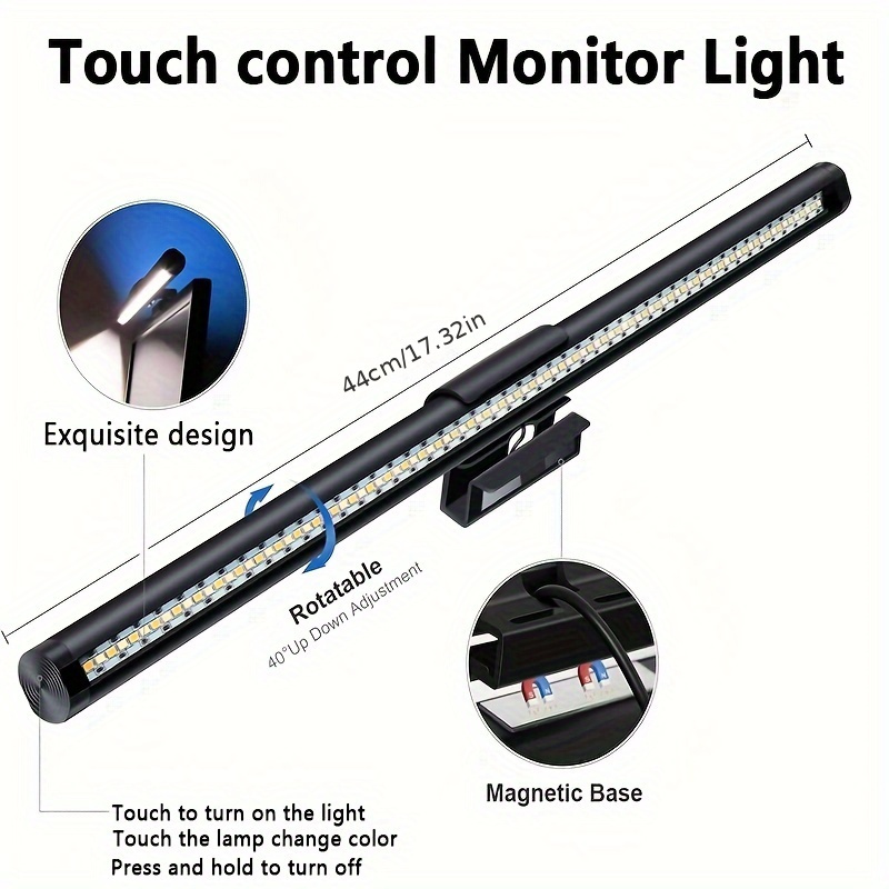 Ordinateur Moniteur Lampe, Barre Lumineuse D'Écran Moniteur Pour Le Soin  Des Yeux, Lampe De Tâche LED De Lecture Électronique À Commande Tactile,  Lampe De Bureau À Économie D'Espace À Domicile - Temu